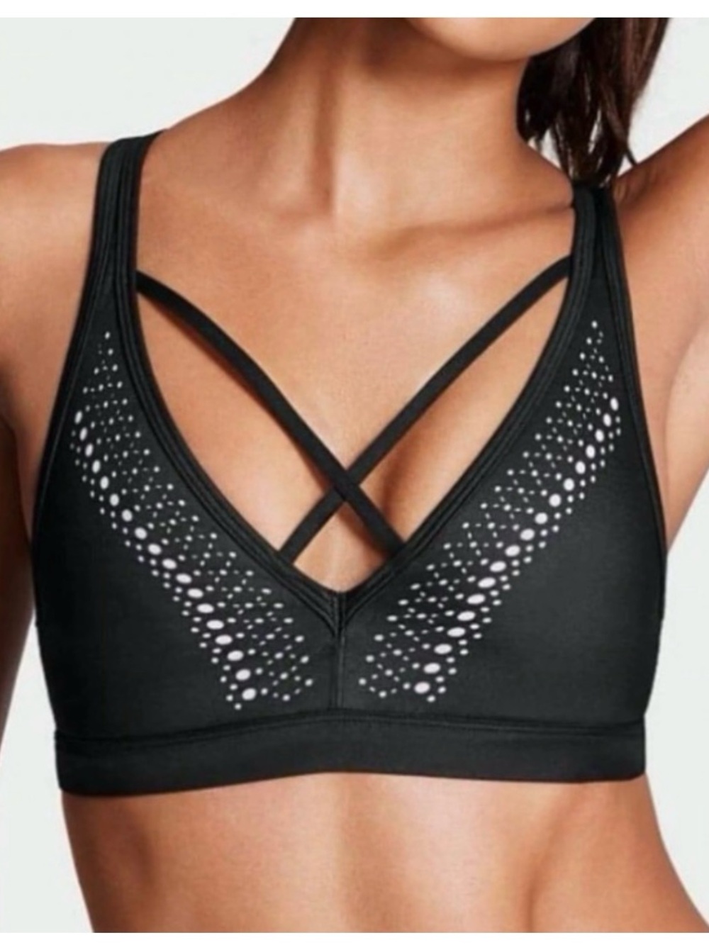 Strappy Black V-Neck Performance Victoria Sports Bra